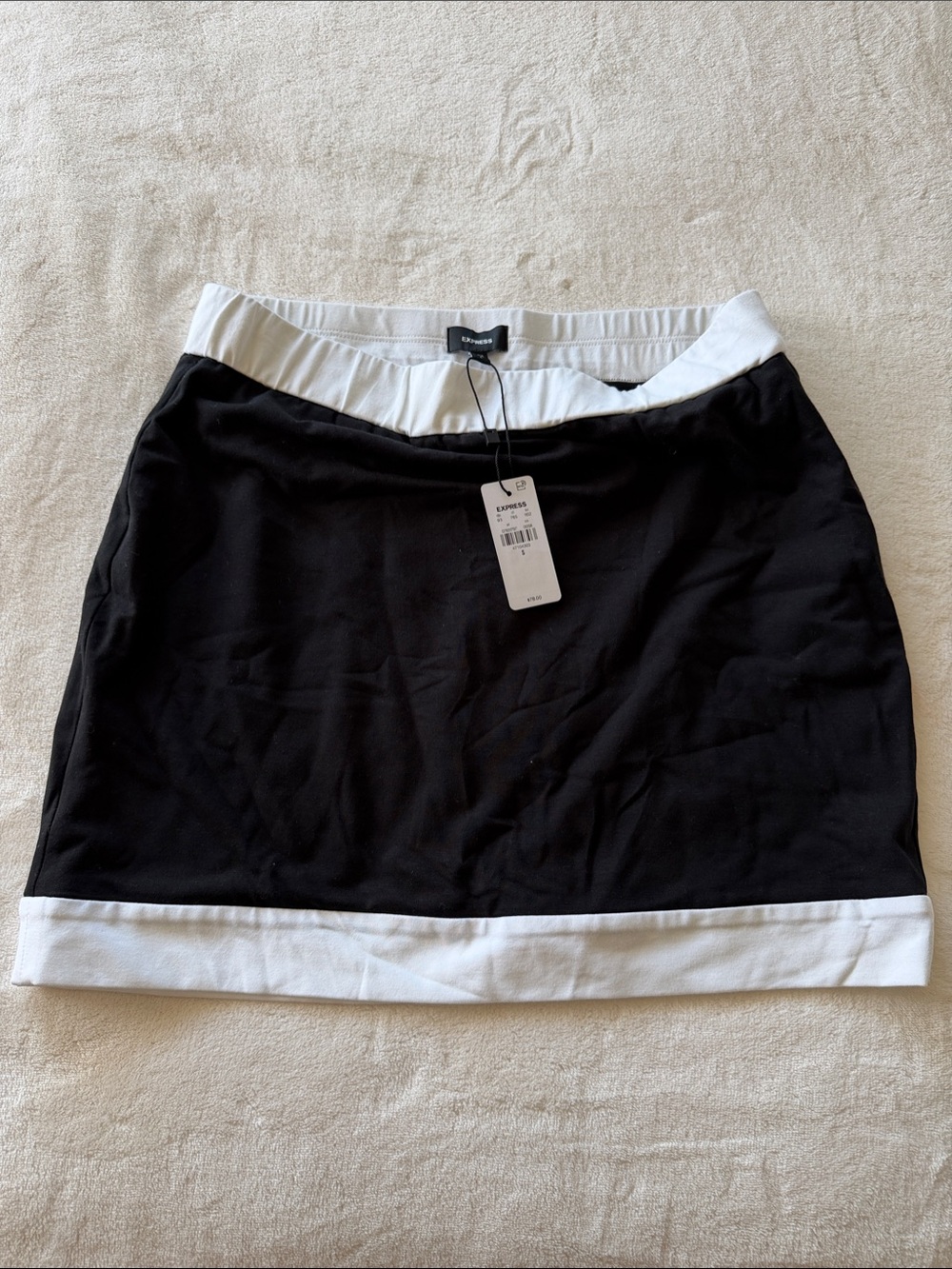 NWT - Express Black Mini Skirt with White Trim